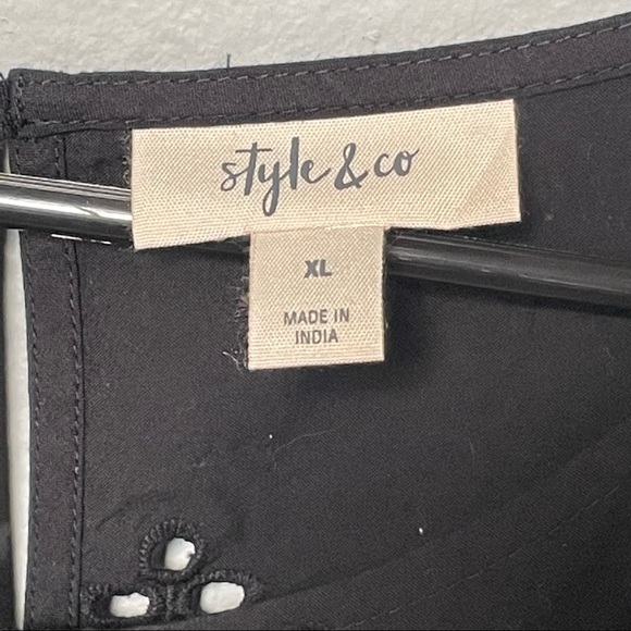 NWT STYLE & CO Sunbreak Eyelet Black Babydoll Smock Dress XL - Picture 4 of 10